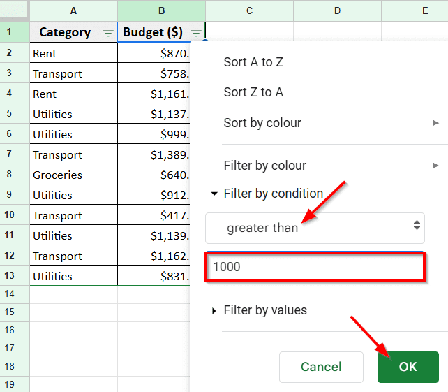 Apply Filter to Hide Rows Based on Cell Value