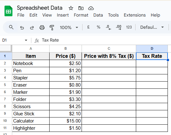 Multiply a Column Using a Constant Stored in a Separate Cell