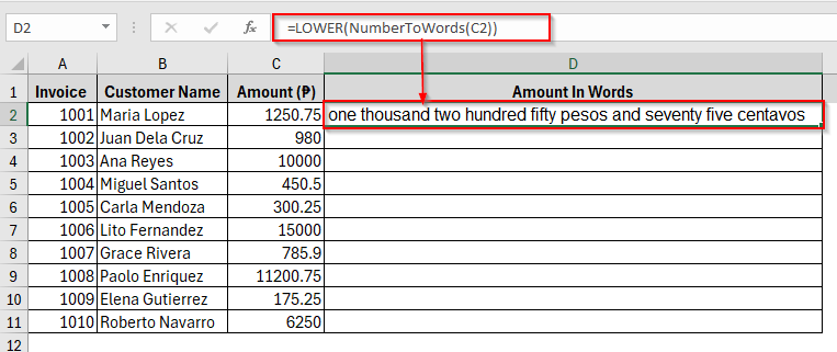Formatting Tips While Converting Numbers into Words in Excel