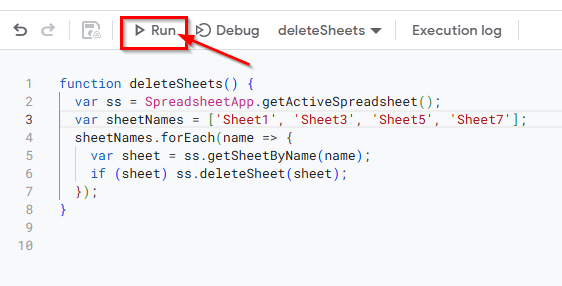 Using Google Apps Script to Delete Multiple Sheets