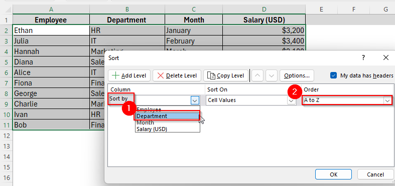 Sorting Multiple Columns Alphabetically But Keeping Rows Together