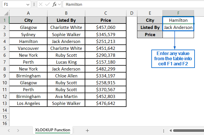 Insert XLOOKUP Function to Return a Value Directly