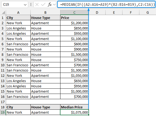 Excel median if for multiple criteria