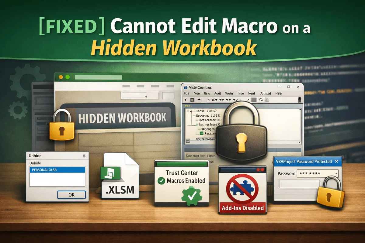 [Fixed] Cannot Edit Macro on a Hidden Workbook - Excel Insider