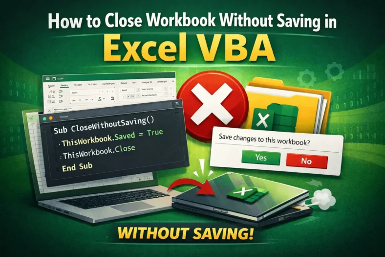 featured image - close workbook wihout saving in excel vba