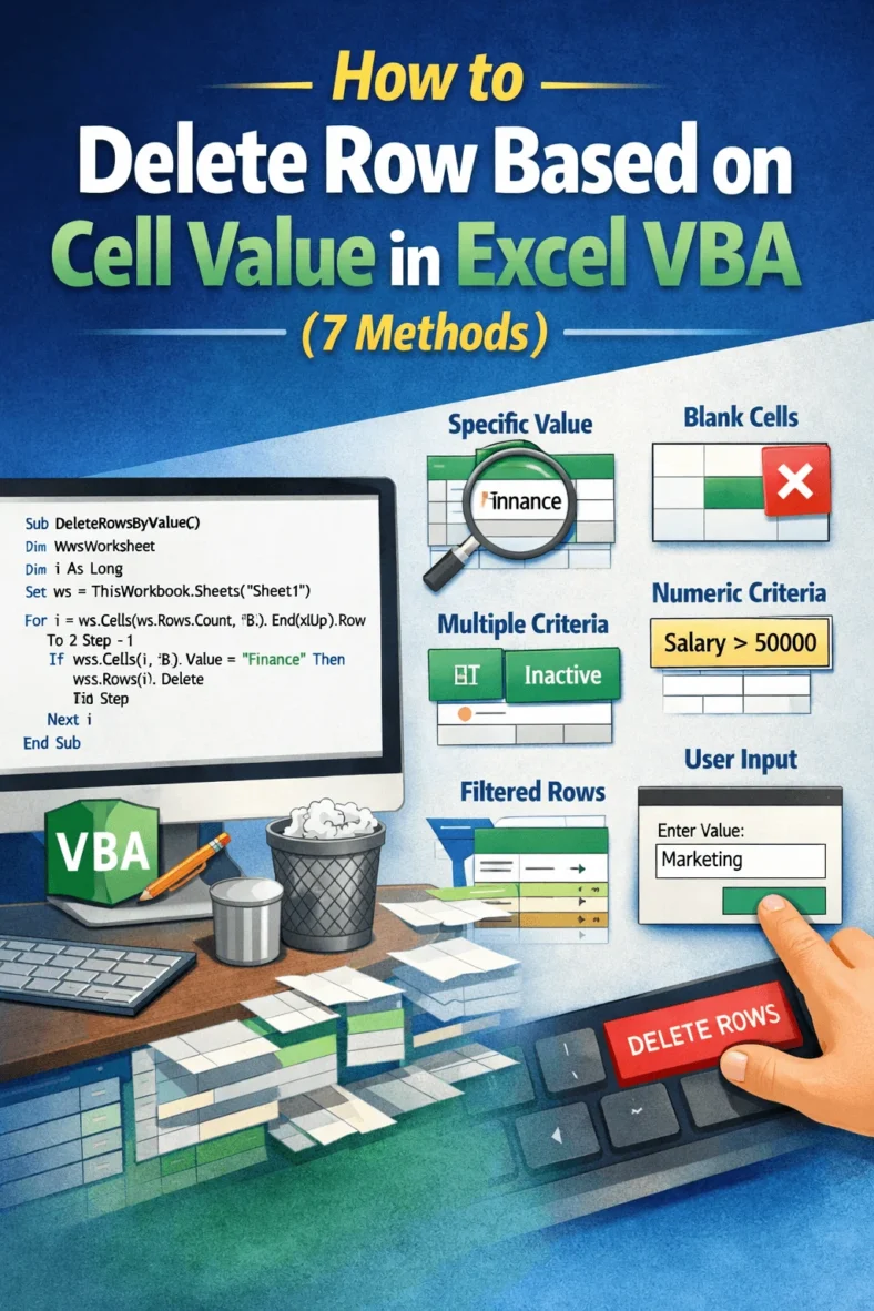 featured image - excel vba delete row based on cell value