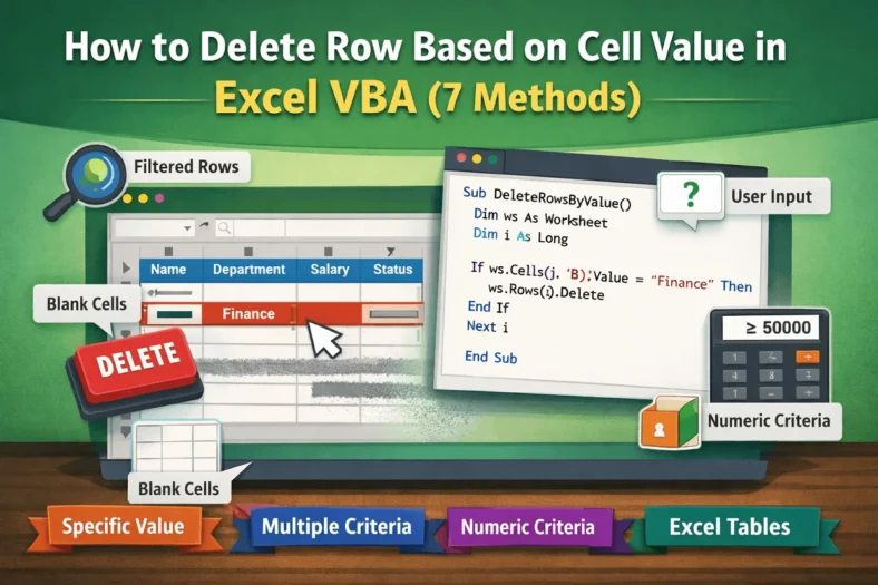 featured image - excel vba delete row based on cell value