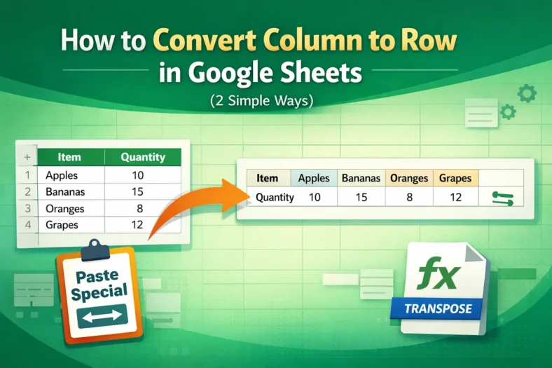 featured image - google sheets convert column to row
