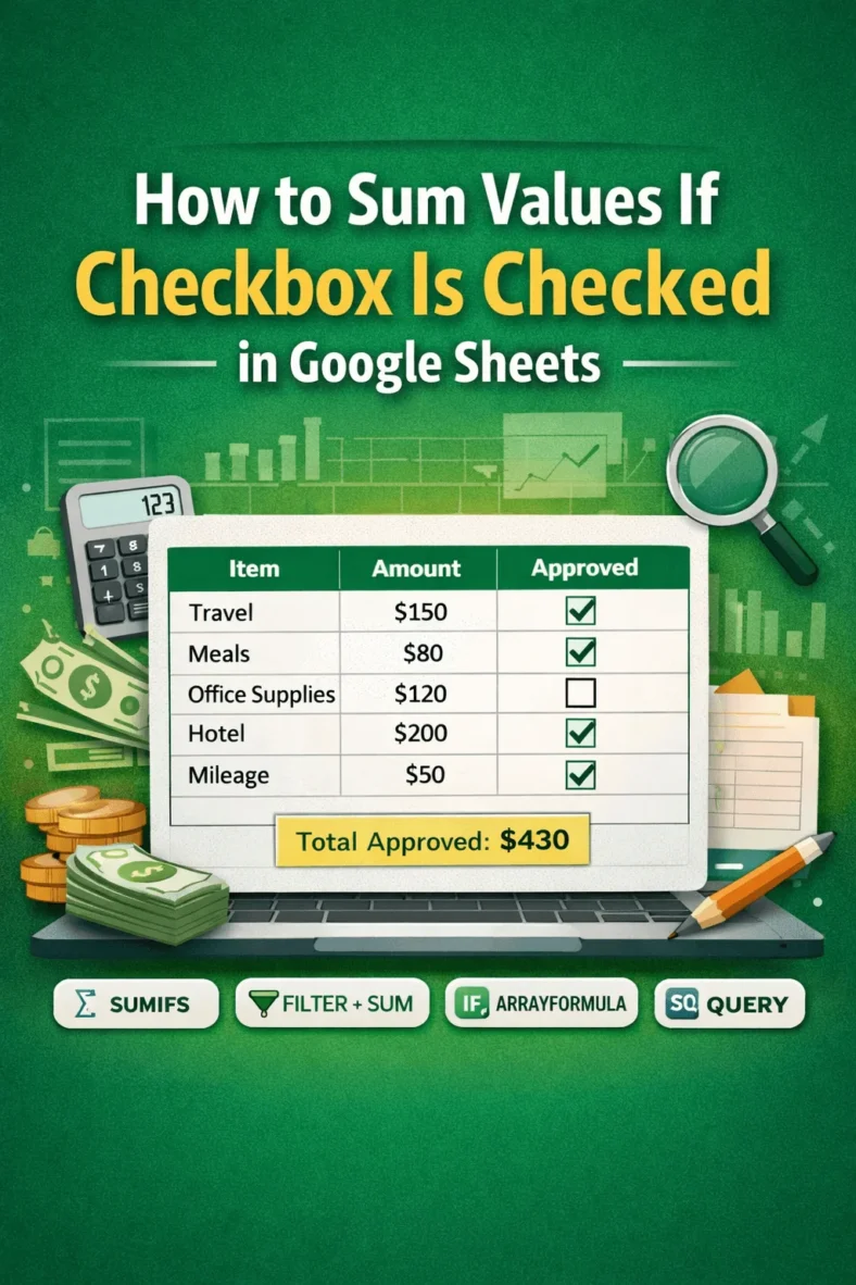 featured image - google sheets if checkbox is checked then sum