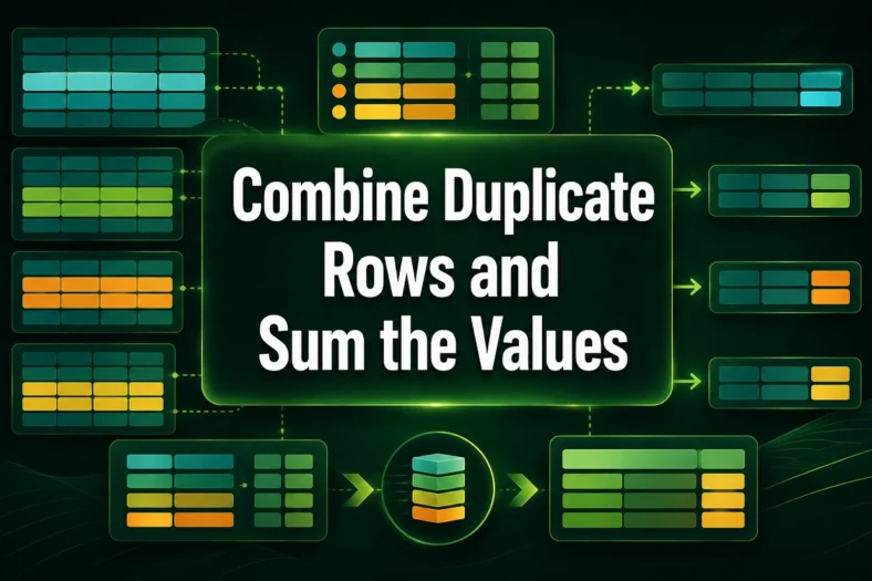 featured image - how to combine duplicate rows and sum the values in excel