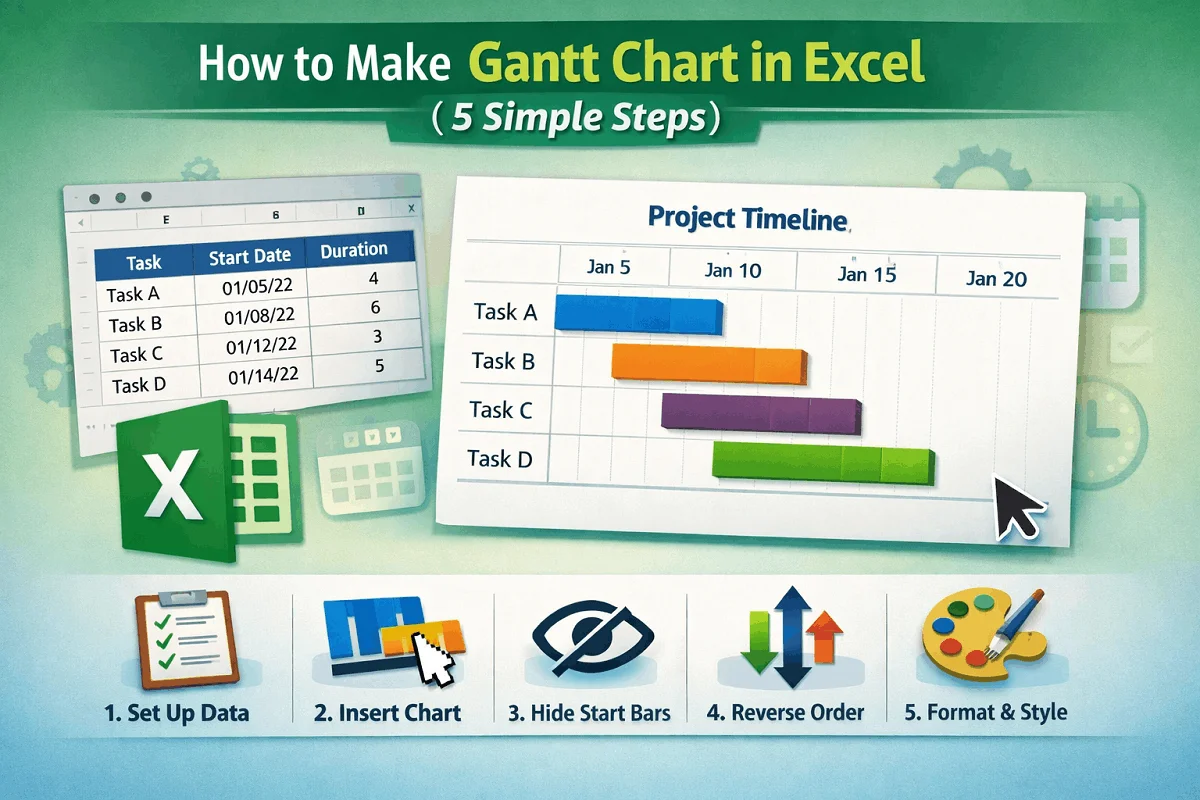 How to Make a Gantt Chart in Excel (with 5 Simple Steps) - Excel Insider