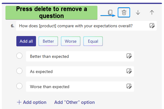 Deleting question