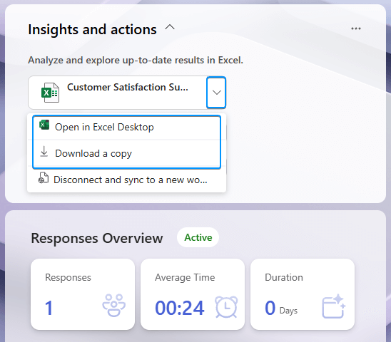View responses and download Excel file option