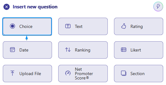 Choosing question type