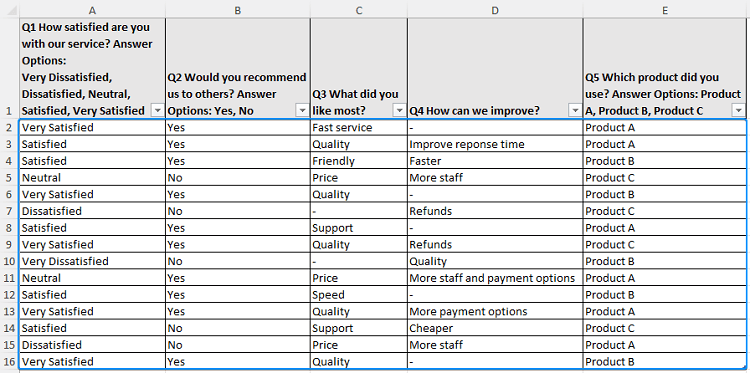 how to create a questionnaire in excel with Form feature