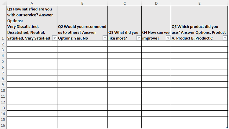 how to create a questionnaire in excel with built in Form