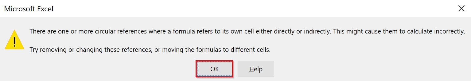 Steps to Remove or DIsable Circular Reference in Excel