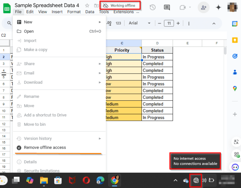 WORK ON GOOGLE SHEETS OFFLINE visual data 3
