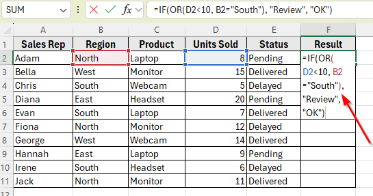 Example 3: Use IF OR with Numbers to Flag Low Sales or Target Regions