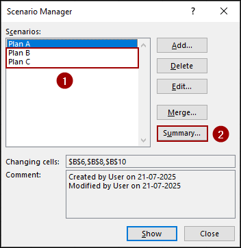 Steps to Use Scenario Manager in Excel