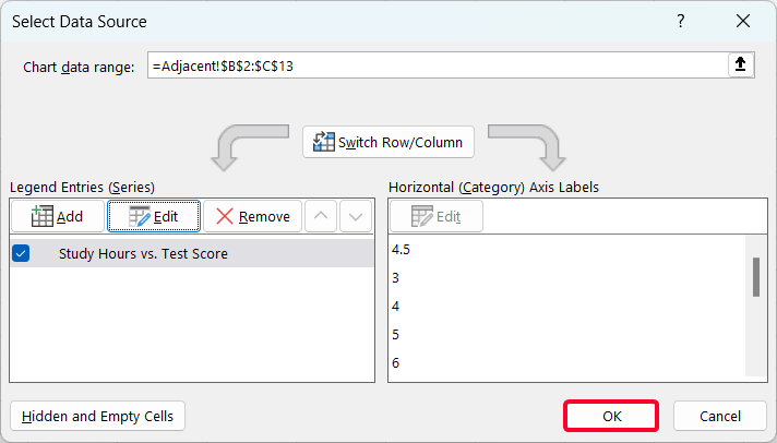Create a Scatter Plot with Two Adjacent Variables