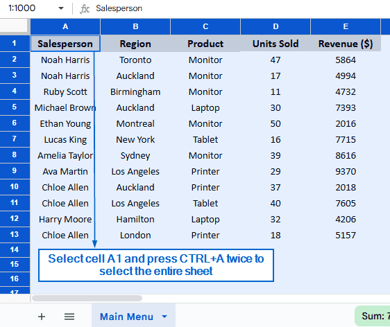 Remove Gridlines From Specific Cells Using the Main Menu