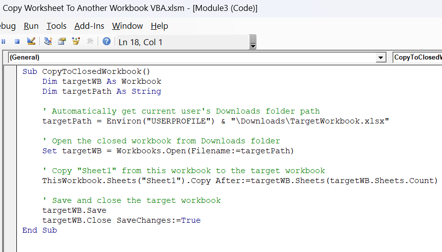 Copy Worksheet to Another Workbook Without Opening