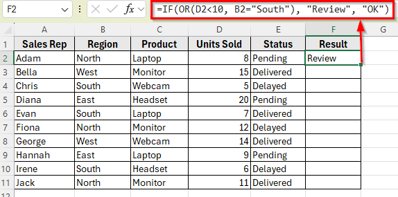 Example 3: Use IF OR with Numbers to Flag Low Sales or Target Regions