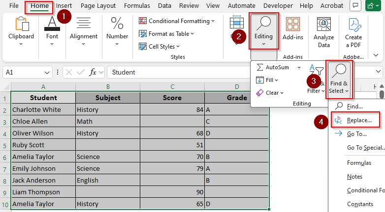 Locate and Highlight Blank Cells with the Find & Replace Tool