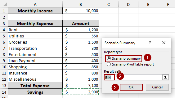 Steps to Use Scenario Manager in Excel