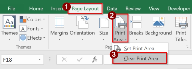 Combining Keyboard Shortcut with Ribbon Option to Clear Print Area In Excel