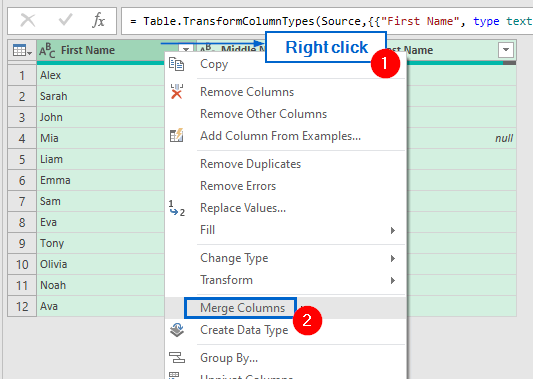 Use Power Query to Automatically Merge Columns