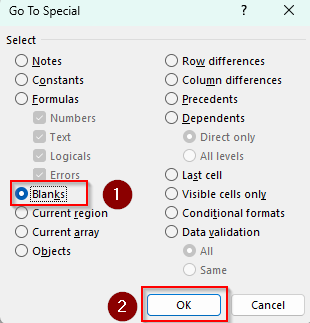 Use the Go To Special Feature to Delete Blank Rows at the Bottom