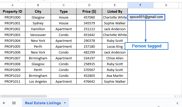Tag Someone In Google Sheets Using Smart Chips