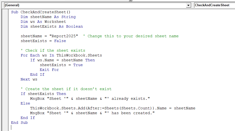 Check Whether a Sheet Exists and Create It If It Doesn’t