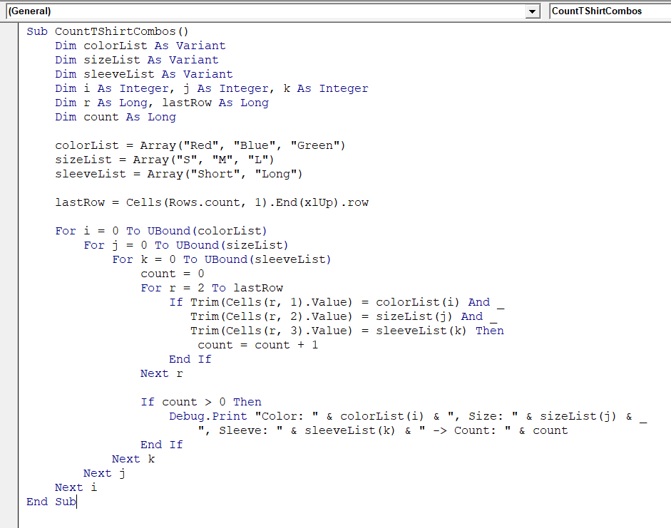 Examples of For…Next Loop In Excel VBA