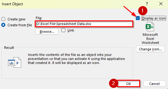 Insert Excel File as an Icon in PowerPoint