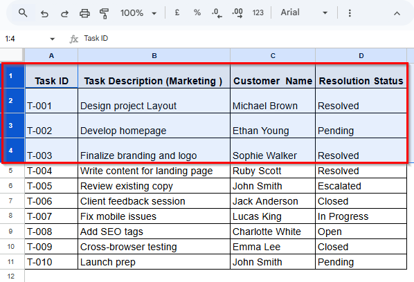 Resize Multiple Rows Uniformly