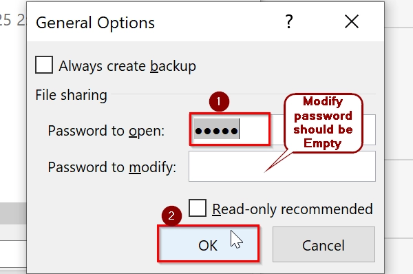 Using Save As Dialogue Box to Password Protect Excel Workbook From Opening