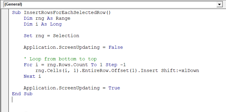 Insert Rows Based on the Selection