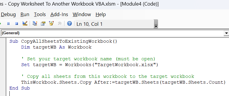 Copy Multiple Worksheets to Another Workbook