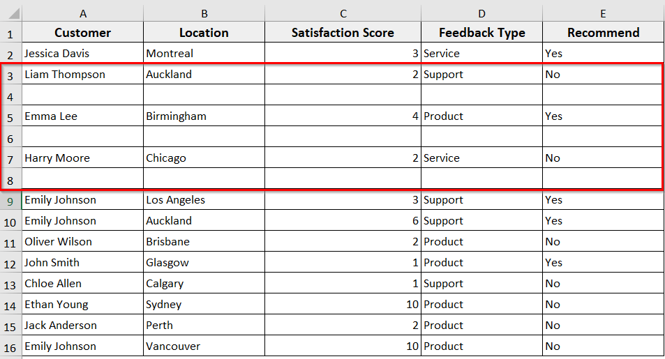 Insert Rows Based on the Selection