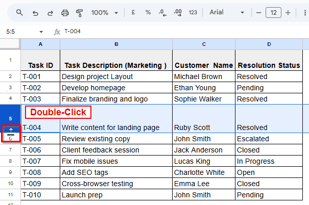 Automatically Fit Row Height by Double Clicking
