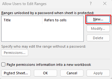 Protect Specific Cells with the Allow Users to Edit Ranges Option