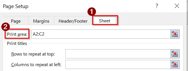 Clear Print Area via Page Setup Dialog Box