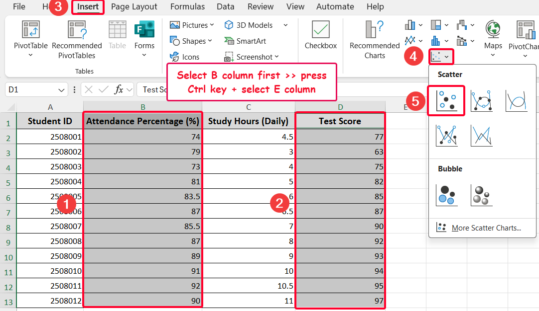 Make a Scatter Plot with Two Non-adjacent Variables