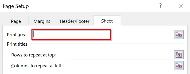 Clear Print Area via Page Setup Dialog Box