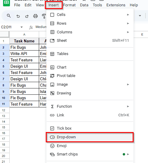 Custom Sorting Order Using Drop Down & Filter