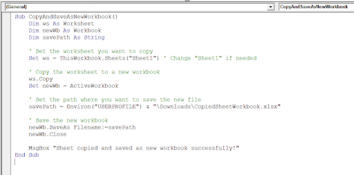 Copy and Save as a New Workbook
