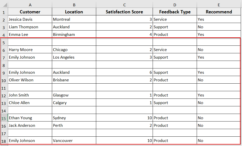 Insert Alternate Rows from a Specific Cell